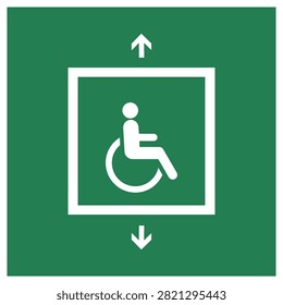 ISO 7010 E070 – Evacuation lift for people unable to use stairs