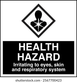 ISO 7010 GHS Chemicals Label Health Hazard Irritating to Eyes Skin and Respiratory System Square