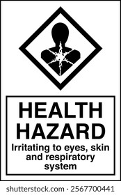 ISO 7010 GHS Chemicals Label Health Hazard Irritating to Eyes Skin and Respiratory System Vertical
