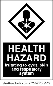 ISO 7010 GHS Chemicals Label Health Hazard Irritating to Eyes Skin and Respiratory System Vertical