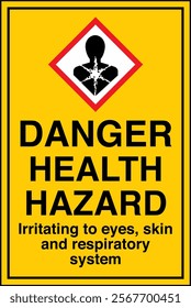 ISO 7010 GHS Chemicals Label Health Hazard Irritating to Eyes Skin and Respiratory System Vertical