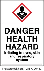 ISO 7010 GHS Chemicals Label Health Hazard Irritating to Eyes Skin and Respiratory System Vertical