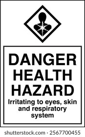 ISO 7010 GHS Chemicals Label Health Hazard Irritating to Eyes Skin and Respiratory System Vertical
