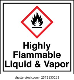 ISO 7010 GHS Chemicals Label Danger Highly Flammable Liquid and Vapor Keep Away From Heat Sparks and Open Flames Square