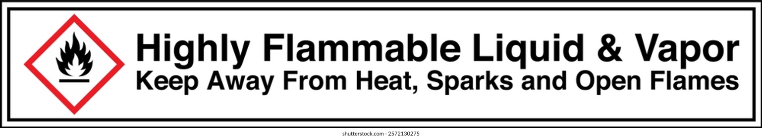 ISO 7010 GHS Chemicals Label Danger Highly Flammable Liquid and Vapor Keep Away From Heat Sparks and Open Flames Tape