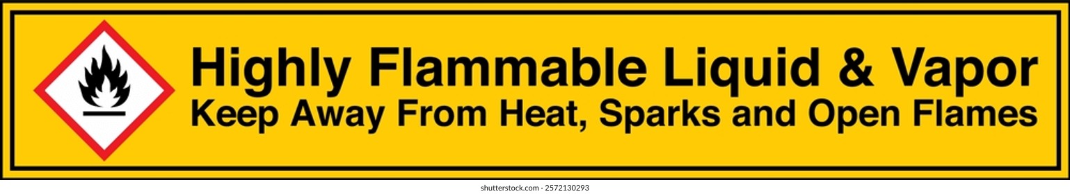 ISO 7010 GHS Chemicals Label Danger Highly Flammable Liquid and Vapor Keep Away From Heat Sparks and Open Flames Tape