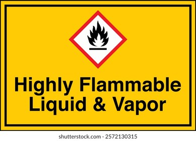 ISO 7010 GHS Chemicals Label Danger Highly Flammable Liquid and Vapor Keep Away From Heat Sparks and Open Flames Horizontal