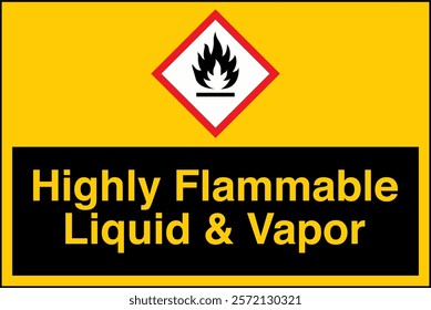 ISO 7010 GHS Chemicals Label Danger Highly Flammable Liquid and Vapor Keep Away From Heat Sparks and Open Flames Horizontal