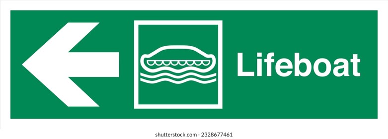 ISO 7010 IMO SOLAS Maritime Standard Escape Route Signs Lifeboat Direction To The Left.