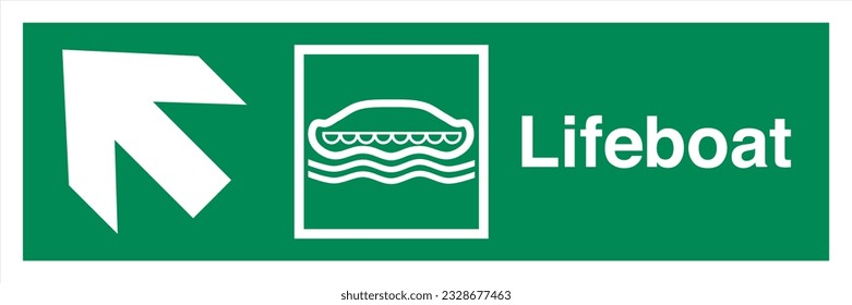 ISO 7010 IMO SOLAS Maritime Standard Escape Route Signs Lifeboat Direction Up To The Left.