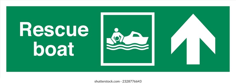 ISO 7010 IMO SOLAS Maritime Standard Escape Route Signs Rescue boat Direction Up From Here.