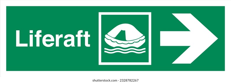 ISO 7010 IMO SOLAS Maritime Standard Escape Route Signs Liferaft Direction To The Right.
