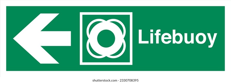 ISO 7010 IMO SOLAS Maritime Standard Escape Route Signs Lifebuoy Direction To The Left.