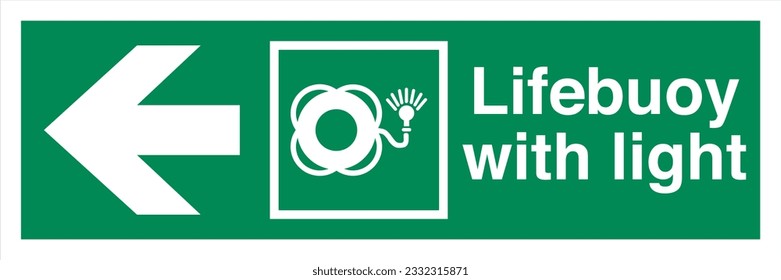 ISO 7010 IMO SOLAS Maritime Standard Escape Route Signs Lifebuoy with light Direction To The Left.