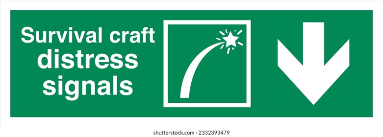 ISO 7010 IMO SOLAS Maritime Standard Escape Route Signs Survival craft distress signals Direction Down From Here.