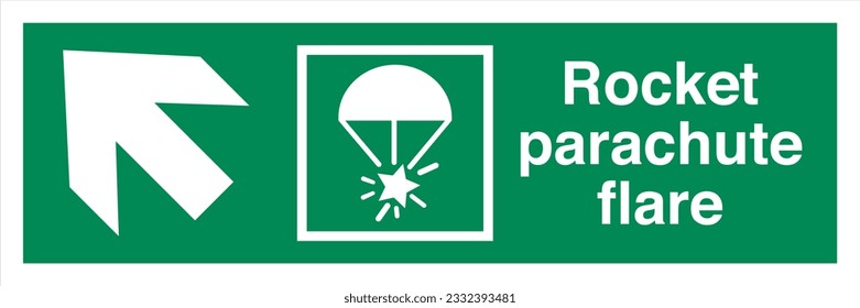 ISO 7010 IMO SOLAS Maritime Standard Escape Route Signs Rocket parachute flare Direction Up To The Left.