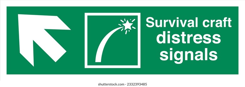 ISO 7010 IMO SOLAS Maritime Standard Escape Route Signs Survival craft distress signals Direction Up To The Left.