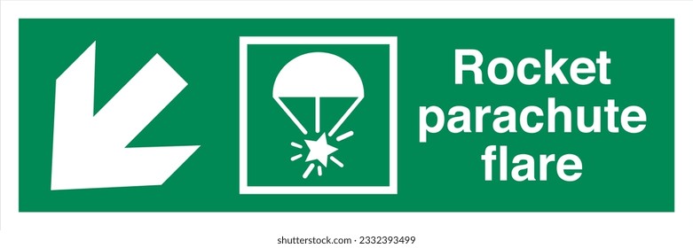 ISO 7010 IMO SOLAS Maritime Standard Escape Route Signs Rocket parachute flare Direction Down To The Left.