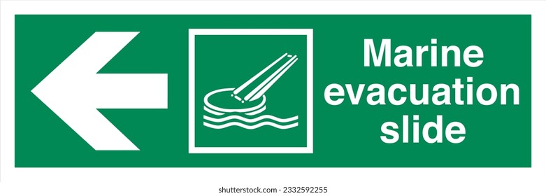 ISO 7010 IMO SOLAS Maritime Standard Escape Route Signs Marine evacuation slide Direction To The Left.
