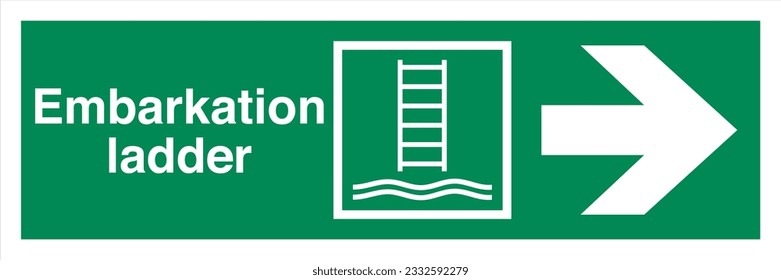 ISO 7010 IMO SOLAS Maritime Standard Escape Route Signs Embarkation ladder Direction To The Right.