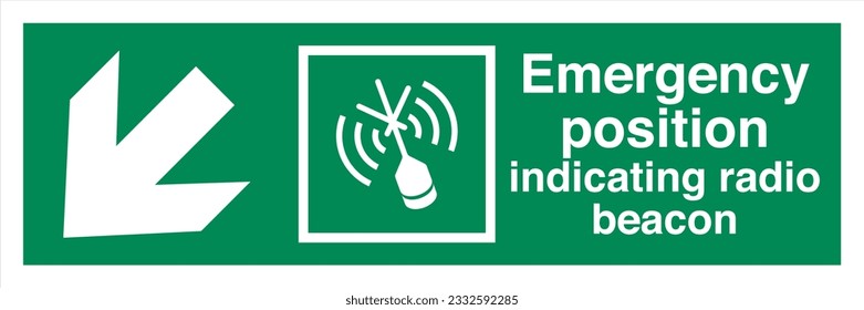 ISO 7010 IMO SOLAS Maritime Standard Escape Route Signs Emergency position indicating radio beacon Direction Down To The Left.