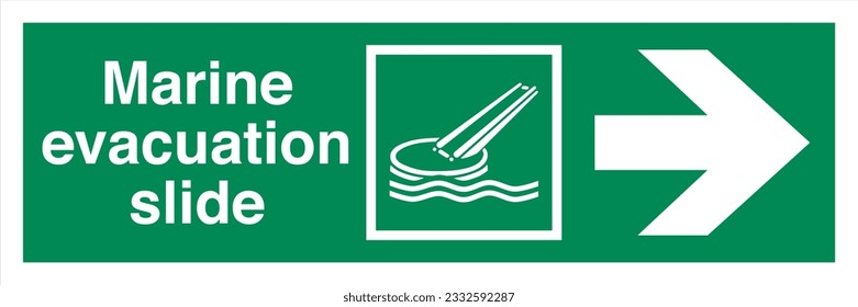 ISO 7010 IMO SOLAS Maritime Standard Escape Route Signs Marine evacuation slide Direction To The Right.