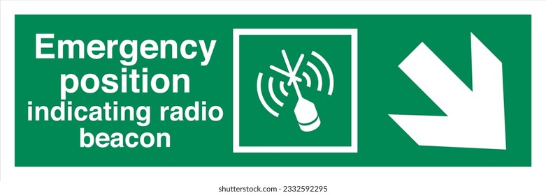 ISO 7010 IMO SOLAS Maritime Standard Escape Route Signs Emergency position indicating radio beacon Direction Down To The Right.