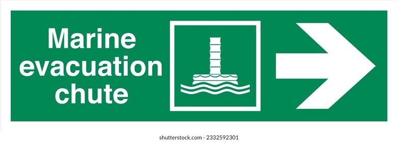 ISO 7010 IMO SOLAS Maritime Standard Escape Route Signs Marine evacuation chute Direction To The Right.