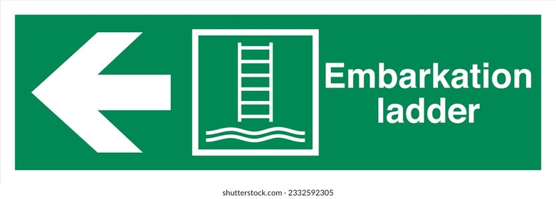 ISO 7010 IMO SOLAS Maritime Standard Escape Route Signs Embarkation ladder Direction To The Left.