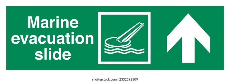 ISO 7010 IMO SOLAS Maritime Standard Escape Route Signs Marine evacuation slide Direction Up From Here.