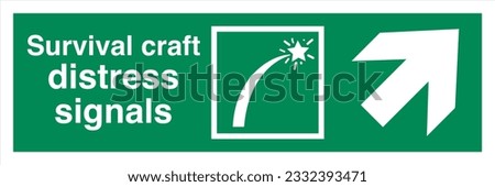 ISO 7010 IMO SOLAS Maritime Standard Escape Route Signs Survival craft distress signals Direction Up To The Right.