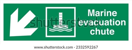 ISO 7010 IMO SOLAS Maritime Standard Escape Route Signs Marine evacuation chute Direction Down To The Left.