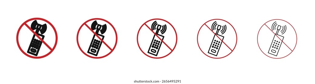 ISO 7010 Kein aktiviertes Handy-Symbol, Vektorumriss, Illustrationszeichen