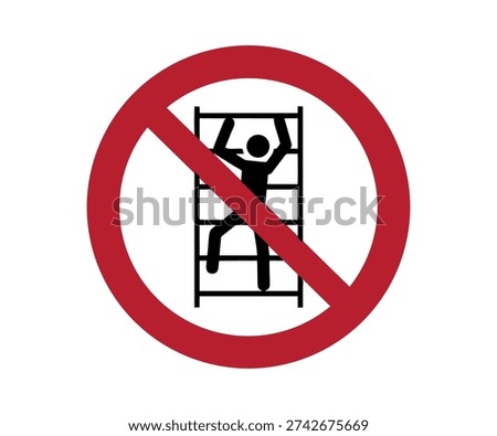 ISO 7010 P009 No climbing sign. No climbing safety warning sign. ISO 7010 P009 No climbing safety sign. Workplace hazard warning symbol vector design and illustration.

