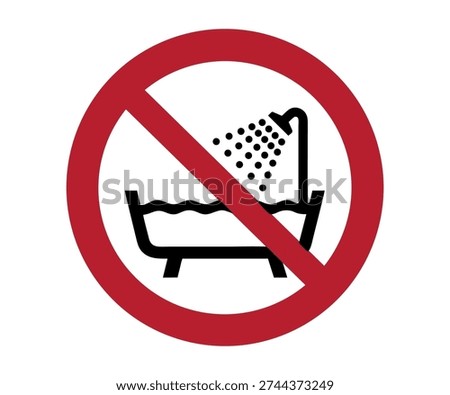 ISO 7010 P026 Do not use this device in a bathtub, shower or water-filled reservoir vector design and illustration.