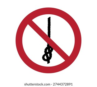 ISO 7010 P030 – Do not tie knots in rope sign. Prohibition symbol isolated on white background. Safety and warning sign vector design and illustration.
