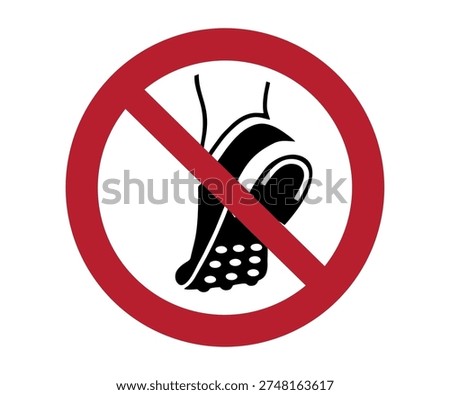 ISO 7010 P035 Do not wear metal-studded footwear sign. Prohibition sign pictogram vector design and illustration.
