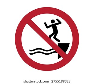 ISO 7010 P061 No jumping into water sign. Prohibition sign pictogram vector design and illustration.
