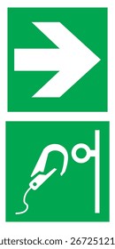 ISO 7010 Registered Safe Condition Emergency Evacuation Safety Signs E072 Safe Anchorage Point Vertical Arrow Direction Right
