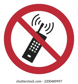 ISO 7010 Registered safety signs - Prohibition - No activated mobile phones
