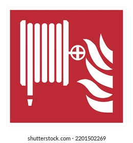 ISO 7010 Registered safety signs - Fire equipment fire action signs - Fire hose reel