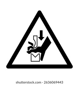 ISO 7010 Sinais de segurança registrados Avisos Esmagamento da mão entre a ferramenta de freio de imprensa Preto e Branco
