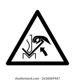 ISO 7010 Sinais de segurança registrados Avisos Esmagamento mão entre a ferramenta de freio de imprensa Preto e Branco