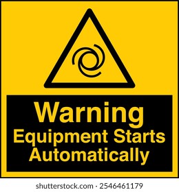 ISO 7010 Safety Sign Label Standards Caution Equipment Starts Automatically Square