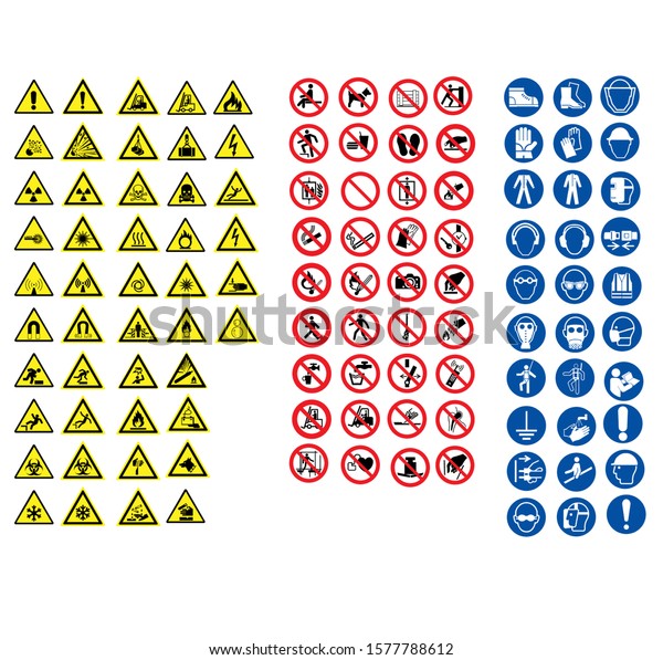 Iso 7010署名警告セットシンボルの安全性 のベクター画像素材 ロイヤリティフリー