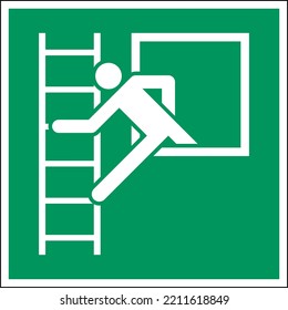 ISO 7010 Standard Safe condition first aid signs Emergency window with escape ladder left