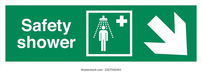 ISO 7010 Standard Safe condition and first aid signs Safety Shower Direction Down To The Right
