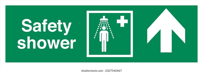 ISO 7010 Standard Safe condition and first aid signs Safety Shower Direction Up From Here