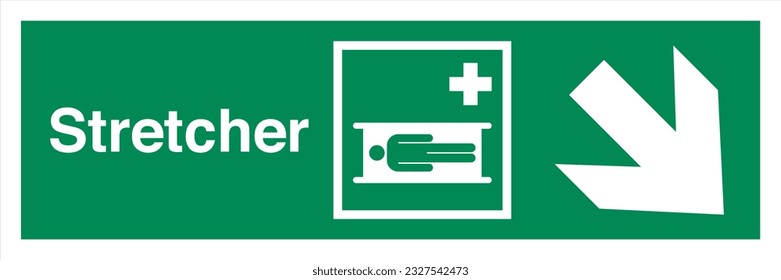ISO 7010 Standard Safe condition and first aid signs Safety Stretcher Direction Down To The Right