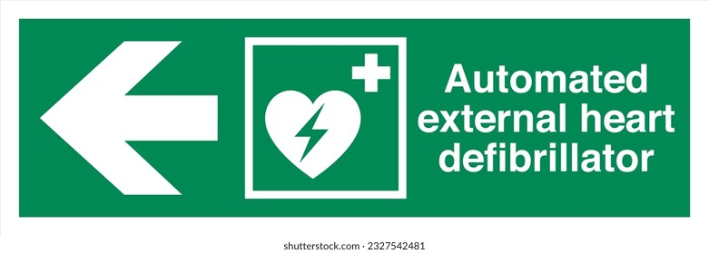 ISO 7010 Standard Safe condition and first aid signs Automated external heart defibrillator Direction To The Left
